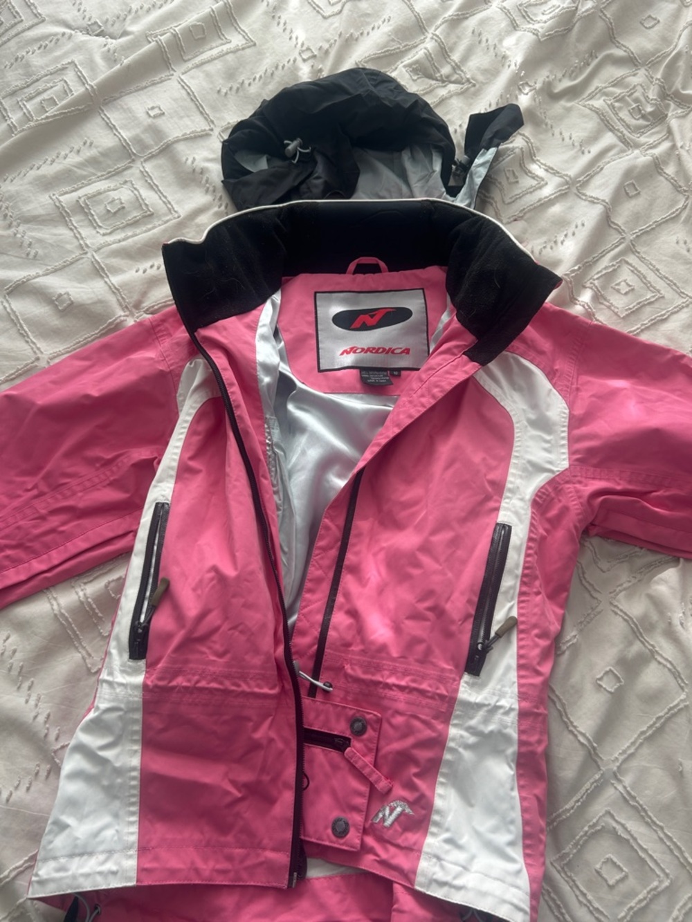 Nordica Girls' Pink and White Ski Jacket - Waterproof Insulated